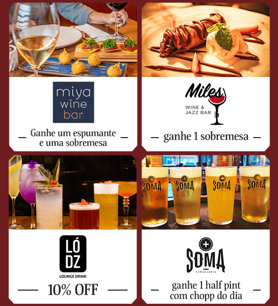 Miya Wine Bar | Miles Wine & Jazz Bar | Lódz Lounge Drink | Soma Cervejaria