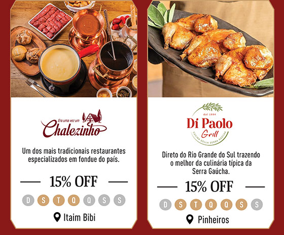 Era uma vez um Chalezinho: 15% Off | Di Paolo Grill: 15% Off