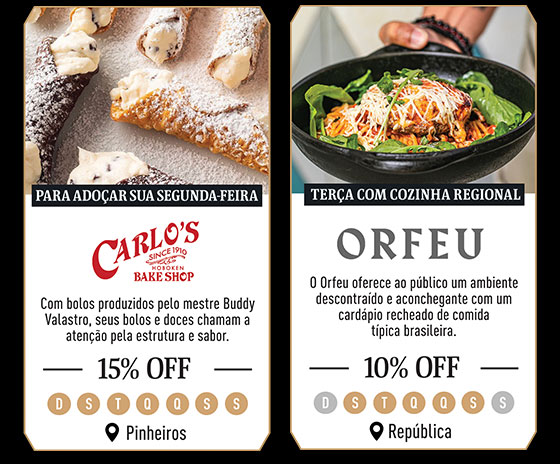 Carlo´s Bake Shop: 15% OFF | Orfeu: 20% OFF