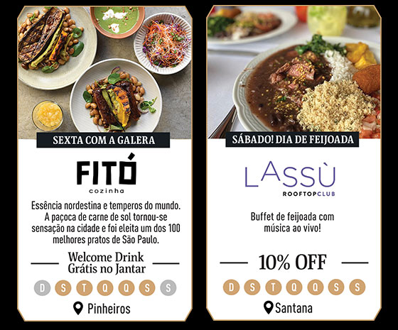 Fitó: Welcome Drink Grátis no Jantar | Lassú: 10% OFF