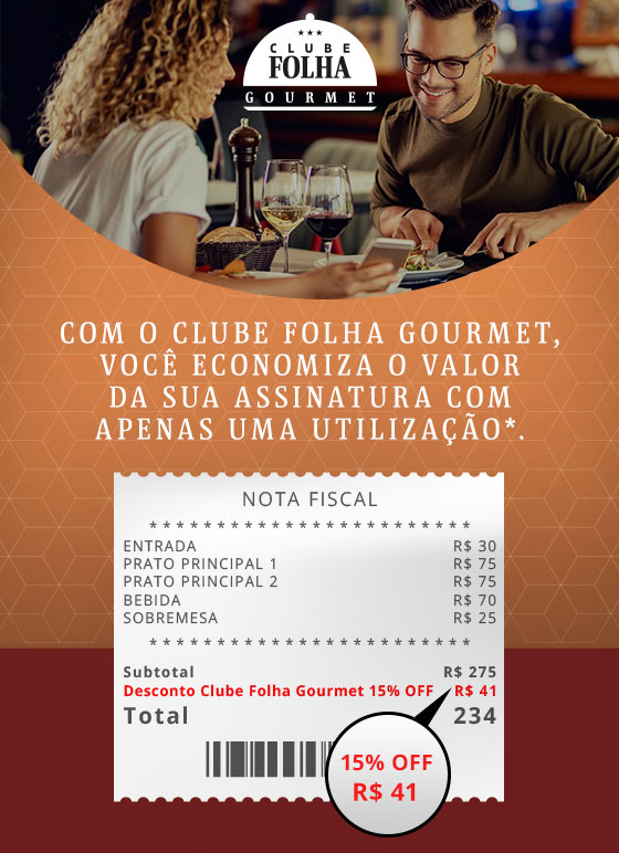 Clube Folha Gourmet | Com o Clube Folha GOurmet, você economiza o valor da sua assinatura com apenas uma utilização*.