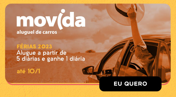 MOVIDA: Férias 2023: alugue a partir de 5 diárias e ganhe 1 diária - até 10/1