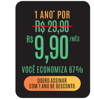 1 ano* por R$ 9,90/mês. Você economiza 67%. Quero assinar com 1 ano de desconto.