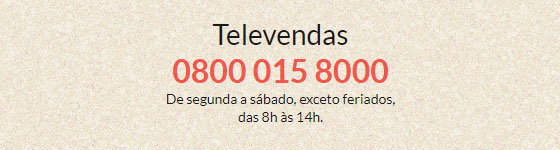 Televendas: 0800 015 8000