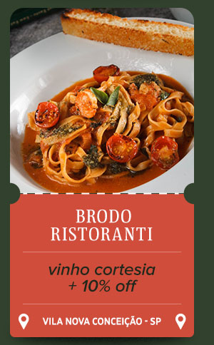 Brodo Ristoranti: vinho cortesia + 10% off