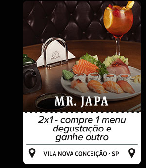 Mr. Japa: 2x1 - compre 1 menu degustação e ganhe outro