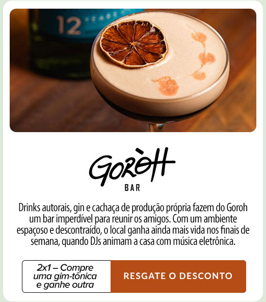 Goroh Bar: 2x1 – Compre uma gim-tônica e ganhe outra