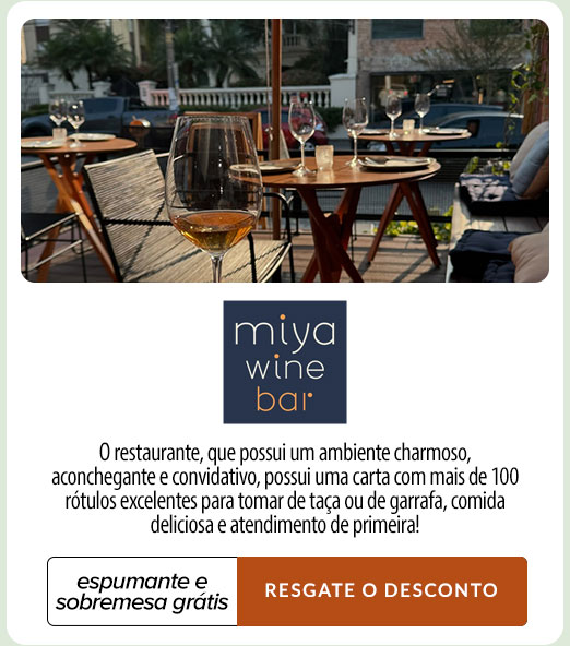 Miya Wine Bar: espumante e sobremesa grátis