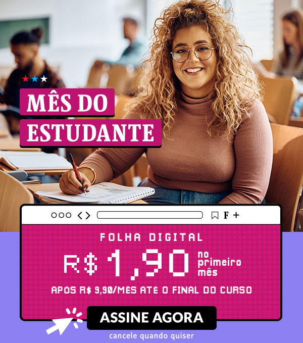 Mês do Estudante | Folha Digital: R$ 1,90 no primeiro mês, após R$ 9,90/mês até o final do curso. Assine Agora, cancele quando quiser