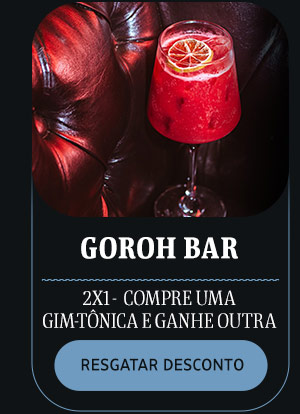 Goroh bar: 2x1 Compre uma gim-tônica e ganhe outra - Resgate o Desconto