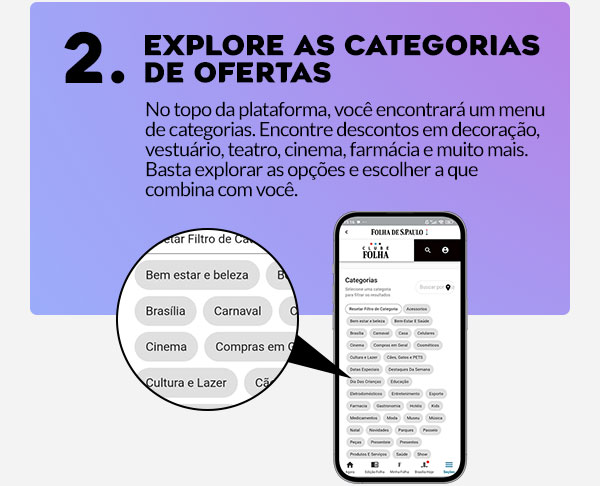 Explore as categorias de ofertas