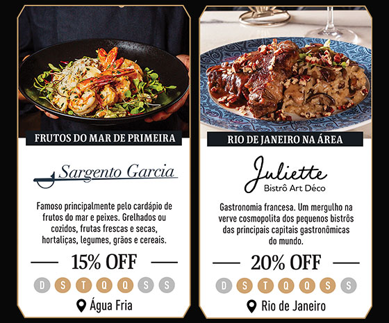 Sargento Garcia: 15% OFF | Juliette Bistrô Art Déco: 20% OFF