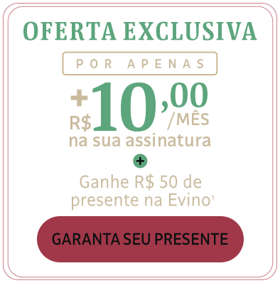 Oferta especial, de 12x R$ 59,90 por apenas 12x R$ 19,90 + Ganhe R$ 50 de presente na Evino*