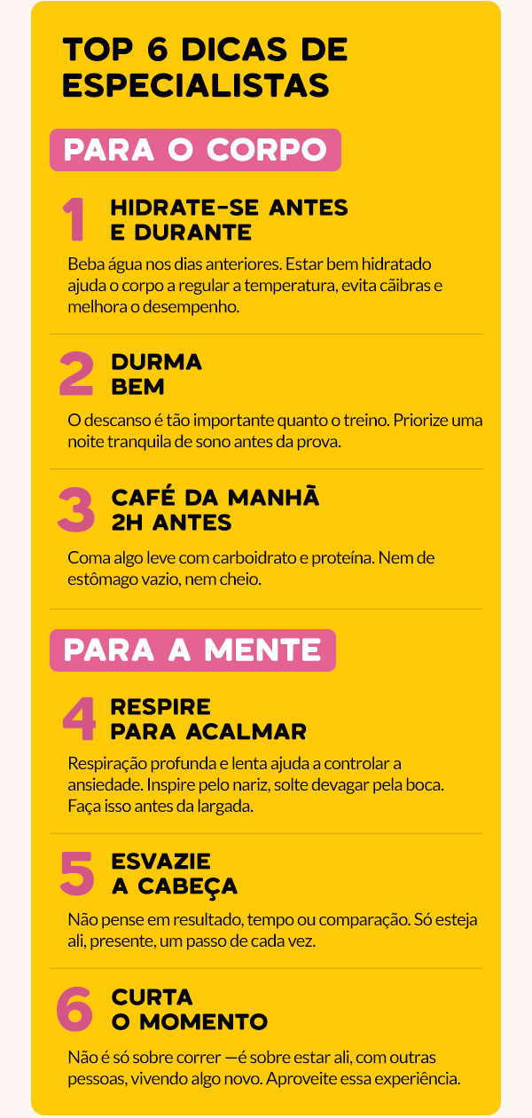 Top 6 Dicas de Especialistas para você se preparar: Para o corpo e Para a Mente