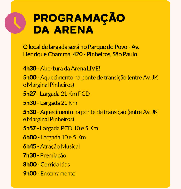 Programação da Arena