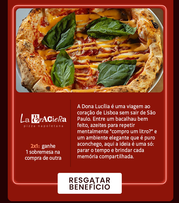 Dona Lucília: 2x1, ganhe 1 prato na compra de outro