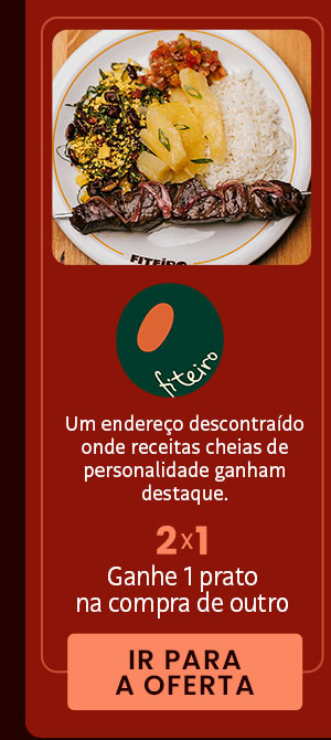 Fiteiro: 2x1, ganhe 1 prato na compra de outro.