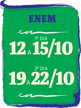 Simulado Enem: primeiro dia em 12 e 15 de outubro; segundo dia em 19 e 22 de outubro