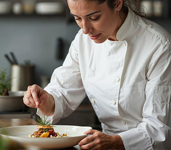 Chef em oficina culinária