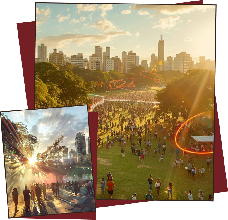 Pessoas aproveitando o festival ao ar livre